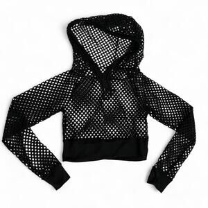 SMALL BLACK MESH HOODIE GOTH